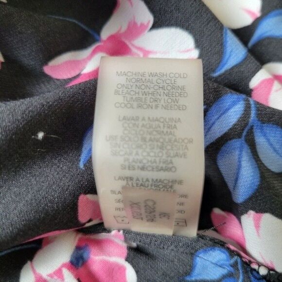 CALVIN KLEIN Black Floral Top Sz 1X Sleeveless Button Up Collar Tank Longline - Picture 10 of 10